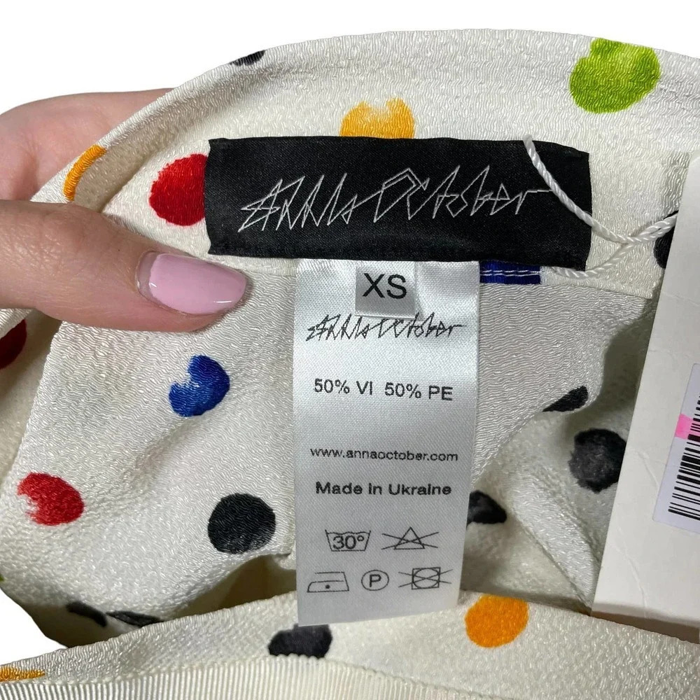 Anna‎ October Trouser Pants Cropped Polka Dot Print Rainbow Multicolor Size XS - Picture 9 of 11